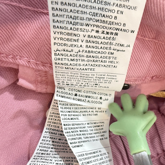 United Colors of Benetton Paperbag Trousers Womens 2 Tapered Pants PINK Twee 90s - Picture 6 of 8